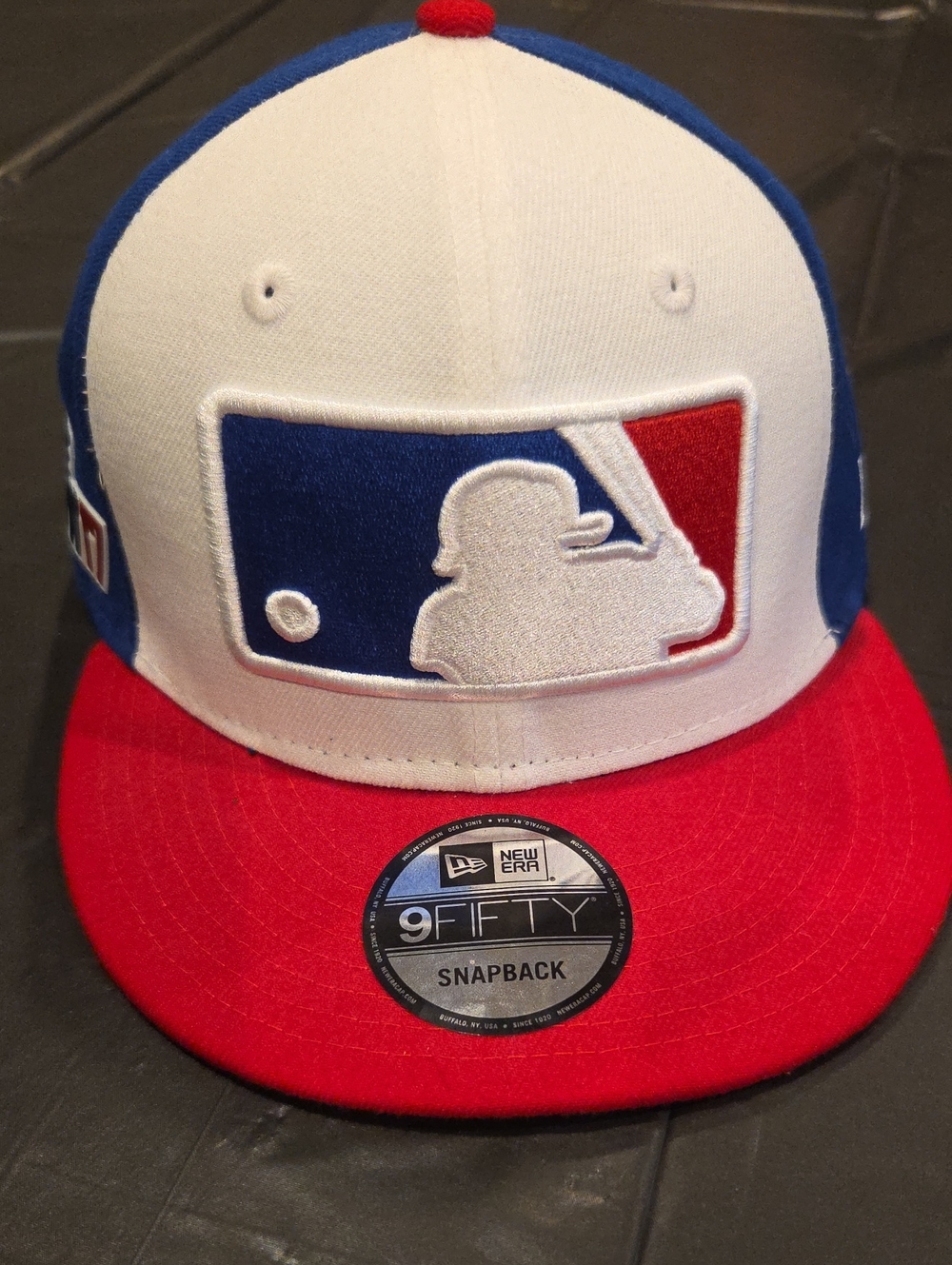 New Era White/Blue/Red MLB Logo Snapback Hat